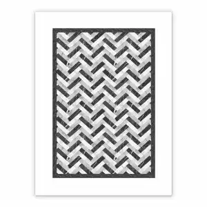 Mata winylowa wzór w jodełkę szara marmur