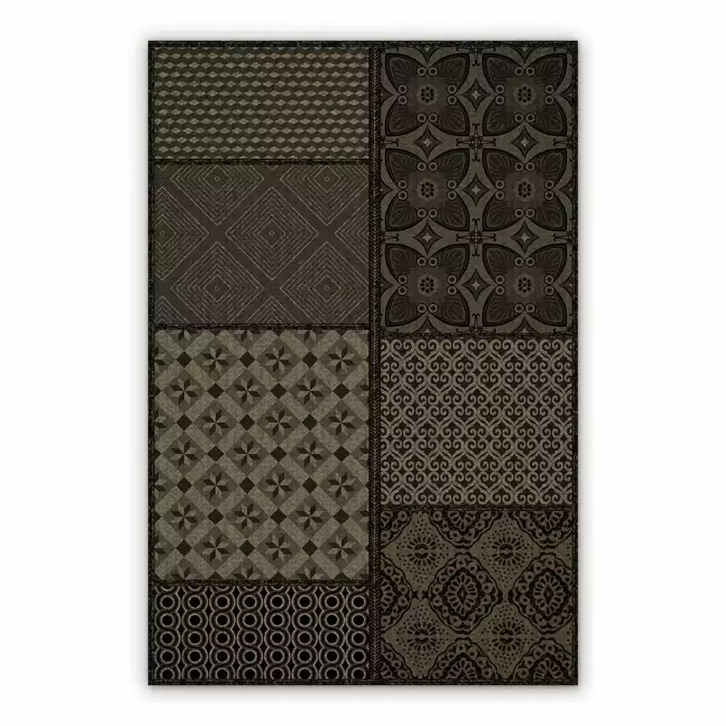 Mata winylowa ciemne azulejos kwiaty